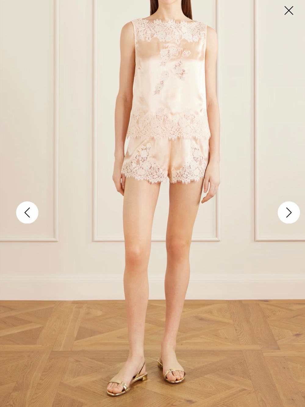 Viviane lace-trimmed silk-satin top